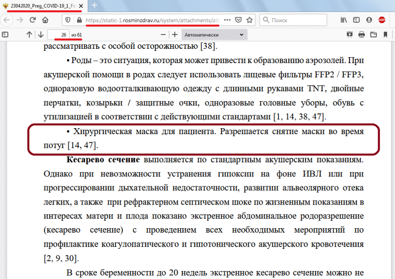 Источник скриншота: https://static-1.rosminzdrav.ru/system/attachments/attaches/000/050/093/original/23042020_Preg_COVID-19_1_Final.pdf