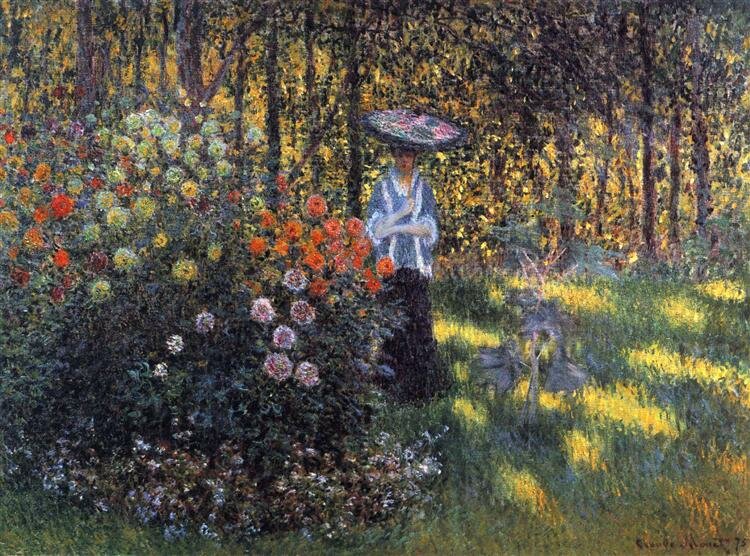 Клод Моне, картина «Женщина с зонтиком в саду Аржантёя», 75*100, холст, масло, 1875г., написана в стиле импрессионизм. Частное собрание.